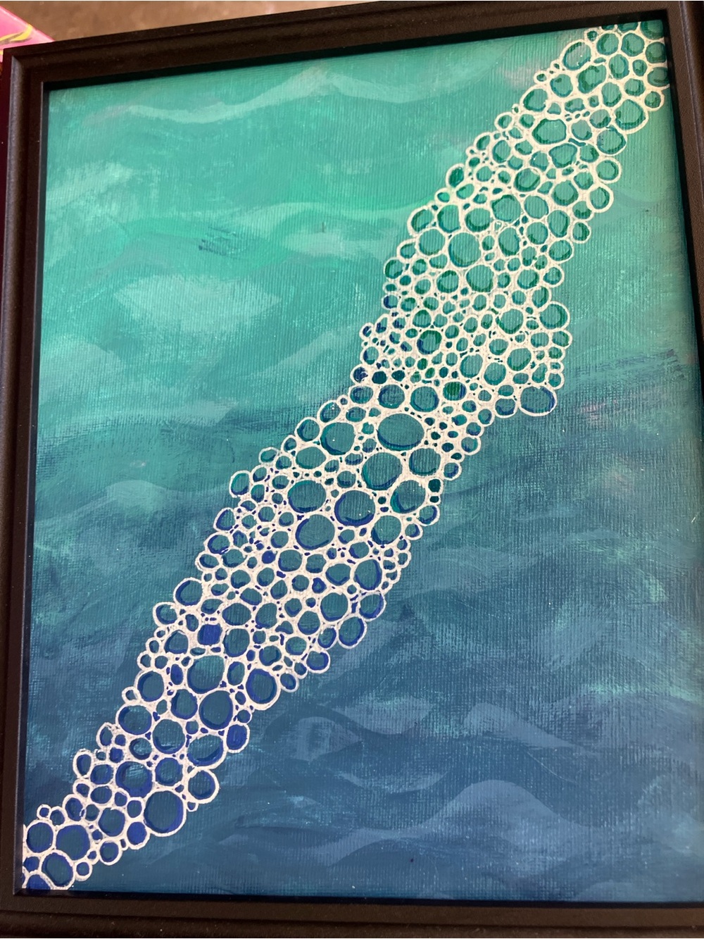 Hand-Painted Turquoise & Teal Bubble Canvas Wall Art by Fiery Rose Art